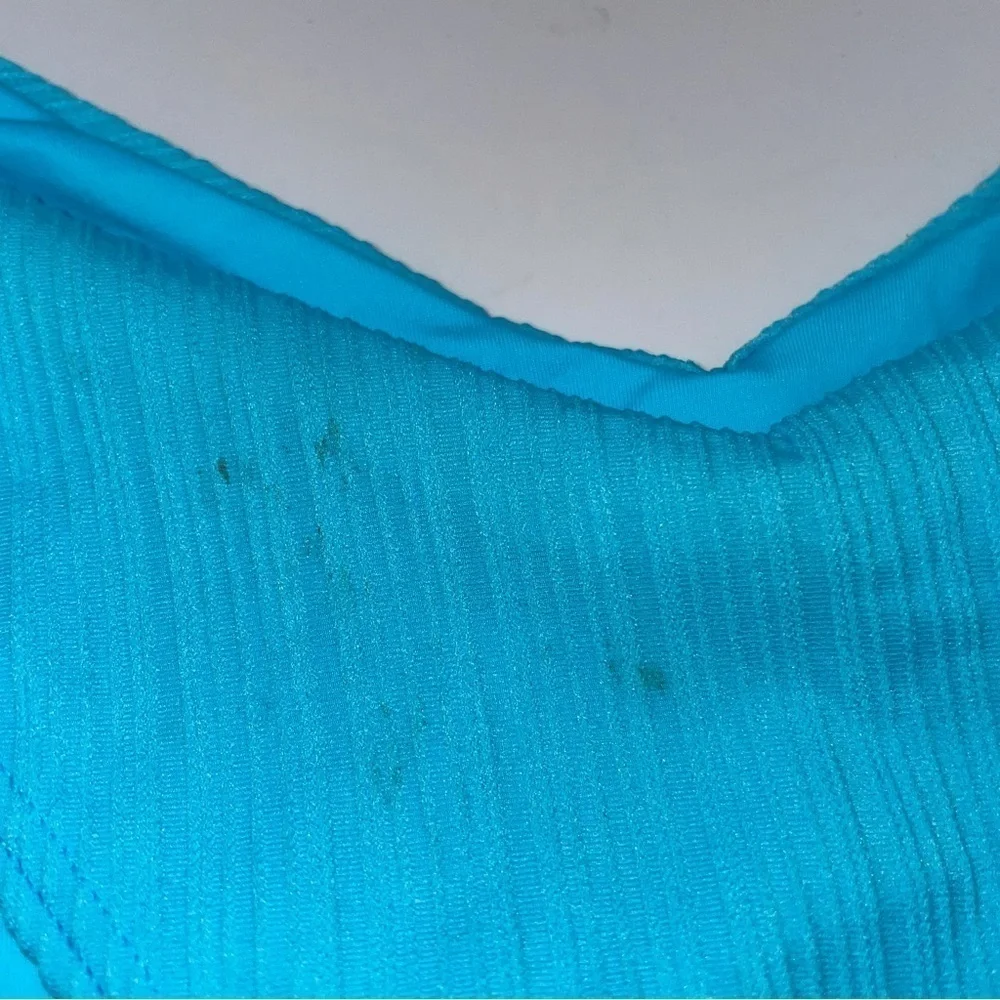 NWOT Frankie’s bikinis Enzo plisse cheeky bottoms aquamarine 12517